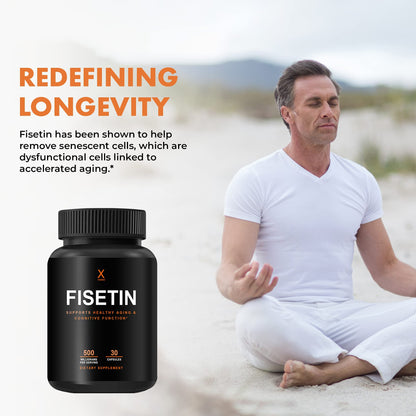 HUMANX Fisetin 500mg – 98% Pure Fisetin Supplement | Senolytic Activator | USA Made Non-GMO Capsules