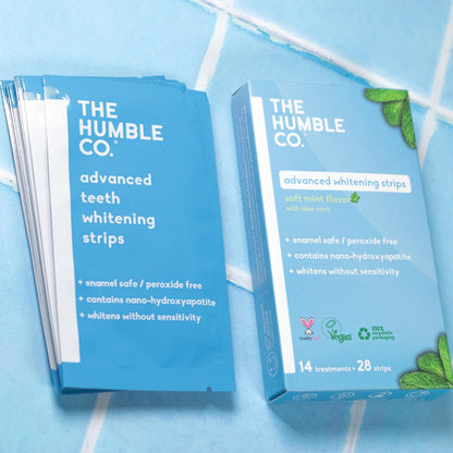 The Humble Co Advanced Teeth Whitening Strips – Sensitive, Peroxide-Free, 28 Strips (14 Treatments)