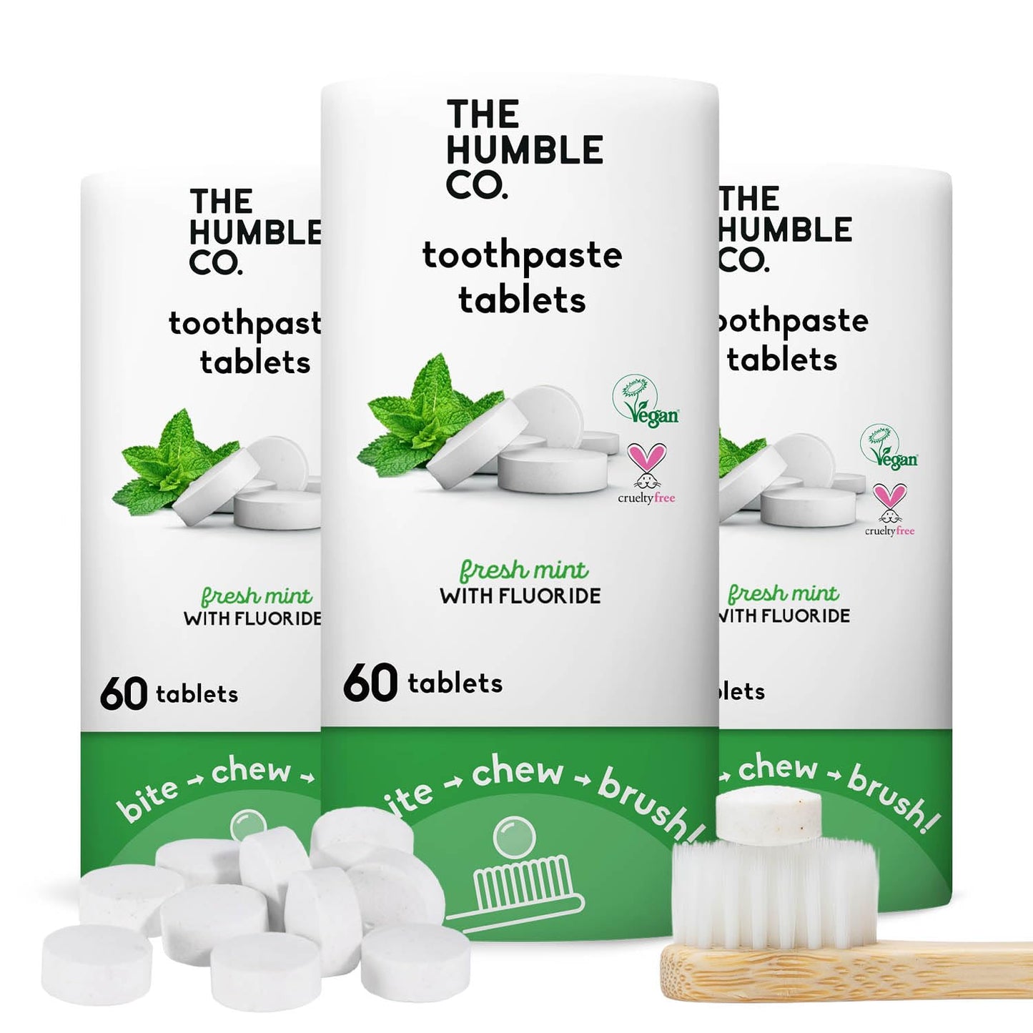 The Humble Co Chewable Toothpaste Tablets with Fluoride – Mint (180 ct)