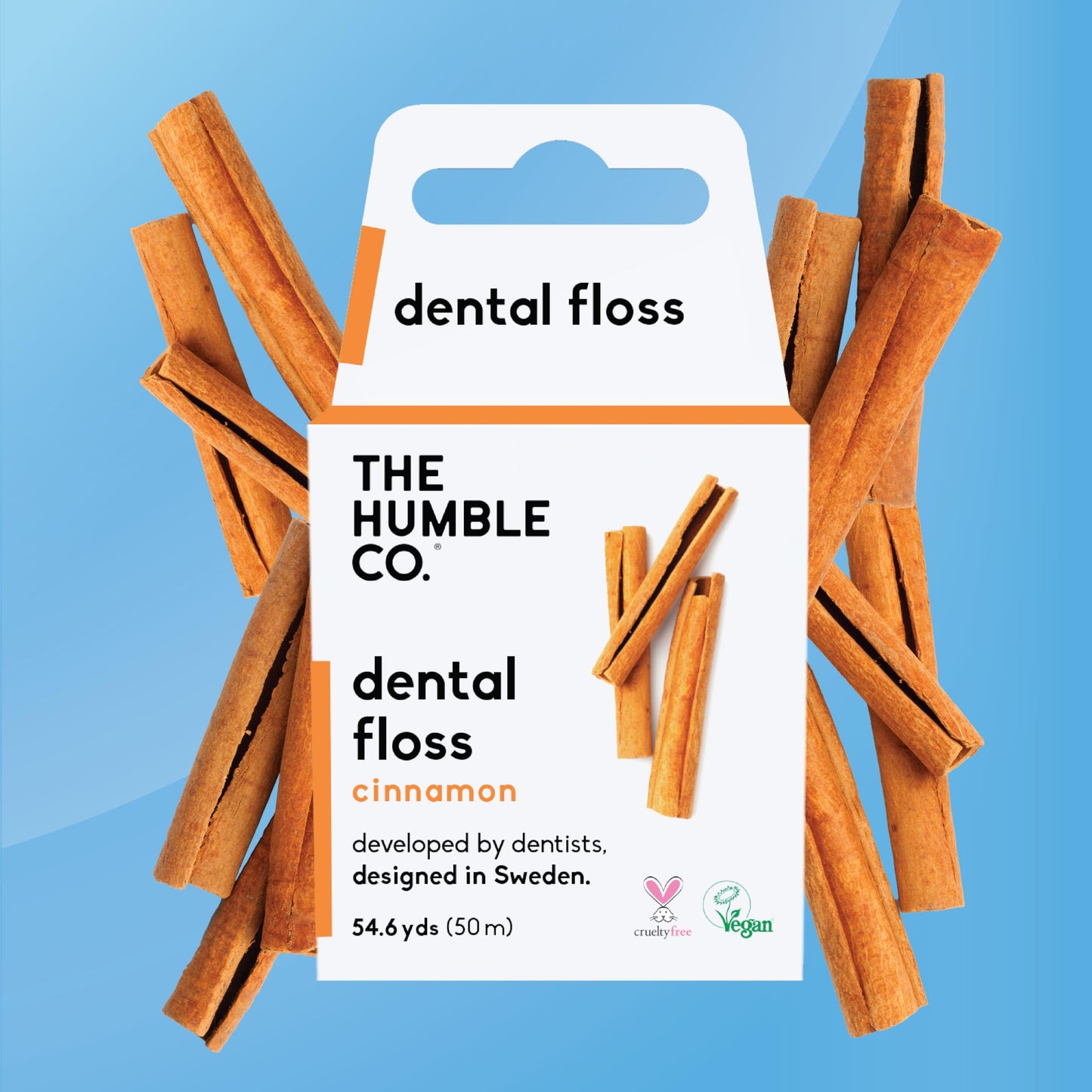 The Humble Co Cinnamon Dental Floss - 4-Pack | Vegan Expanding Floss, 220 Yards