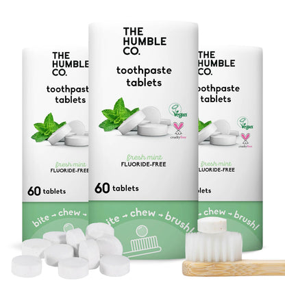 The Humble Co Fluoride-Free Chewable Toothpaste Tablets – Mint, 180 Count | Plastic-Free