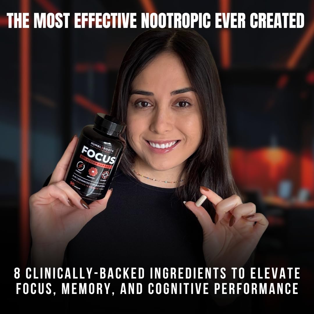 FOCUS by HUMBLEROOTS PERFORMANCE – Advanced Nootropic Brain Support (Lion’s Mane, Caffeine, L-Theanine) 90 Capsules