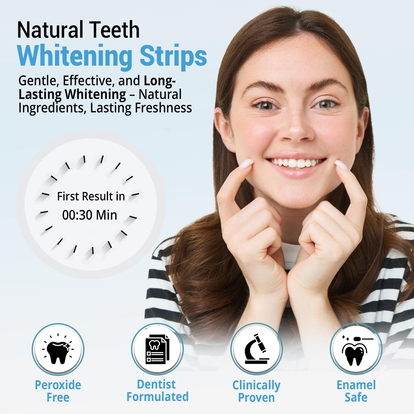 Huzayl Teeth Whitening Strips – 28 Strips, 14 Treatments, Peroxide-Free, Enamel Safe
