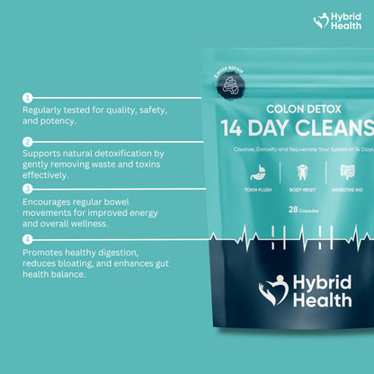 Hybrid Health Colon Cleanse – 14 Day Detox for Gut Health & Weight Support | 28 Capsules
