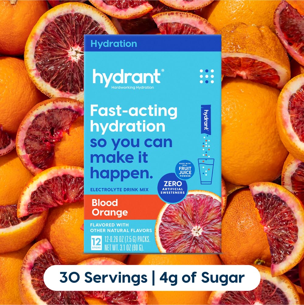 Hydrant Blood Orange Hydration Powder - 12 Electrolyte Packets (Low Sugar)