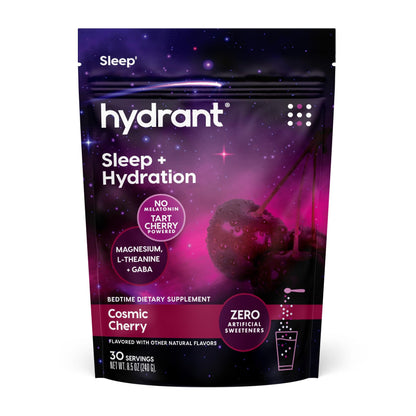 Hydrant Melatonin Free Sleep Aid Powder – Tart Cherry, Magnesium, L-Theanine & GABA | Cosmic Cherry, 30 Pack