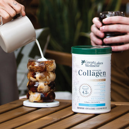 Great Lakes Wellness Keto Boost Collagen Peptides Powder – Vanilla, 14.1 oz | 4.2g MCTs, Non-Dairy Coffee Creamer, Non-GMO, Kosher