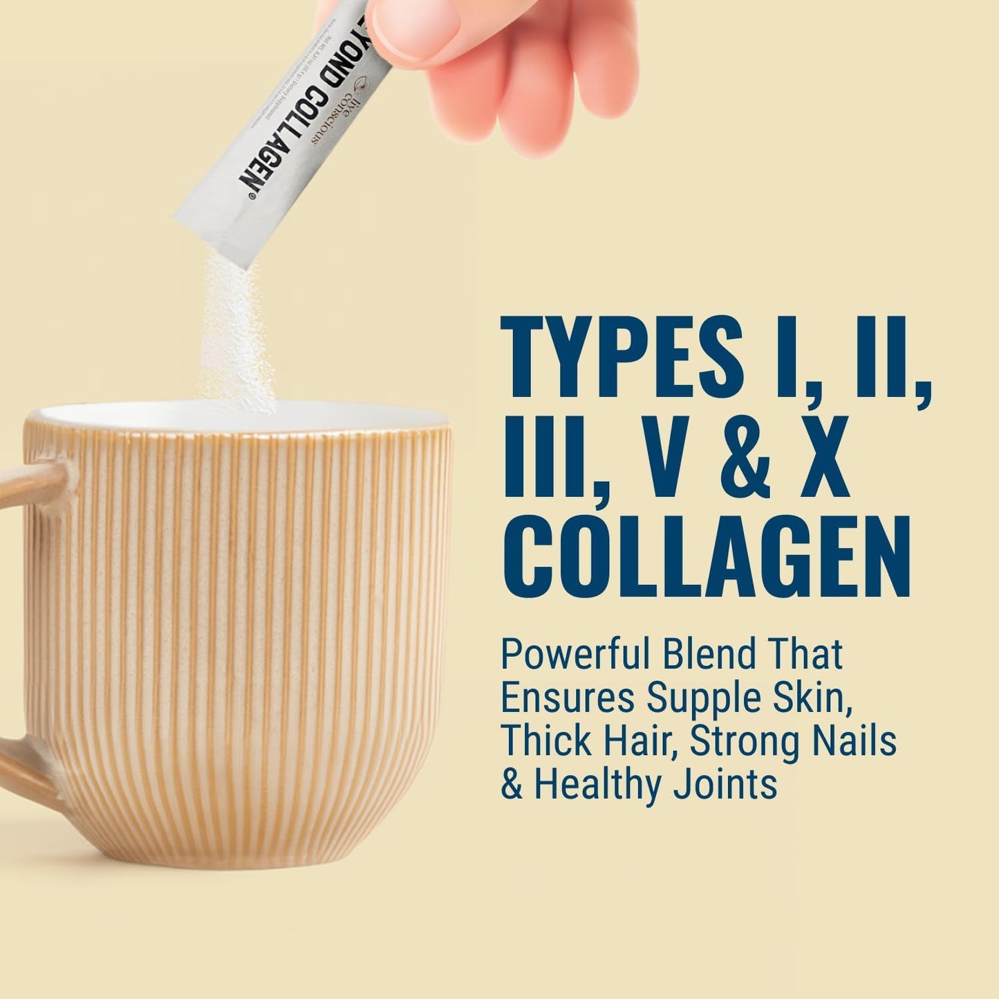 Live Conscious Beyond Collagen Peptides Powder – Unflavored Packets, Hydrolyzed Multi-Type Collagen for Hair, Skin, Nails & Joints (30 Pack, 2pk)
