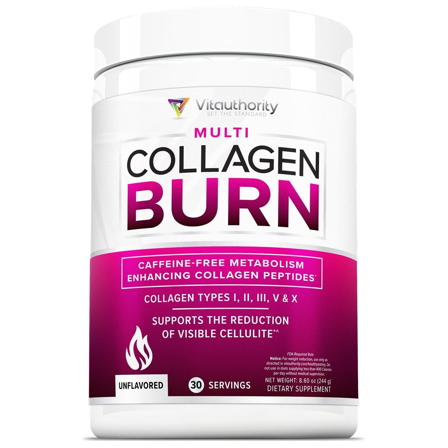 Vitauthority Hydrolyzed Collagen Powder – Burn Ultimate Beauty Complex for Women, Unflavored, 30 Servings