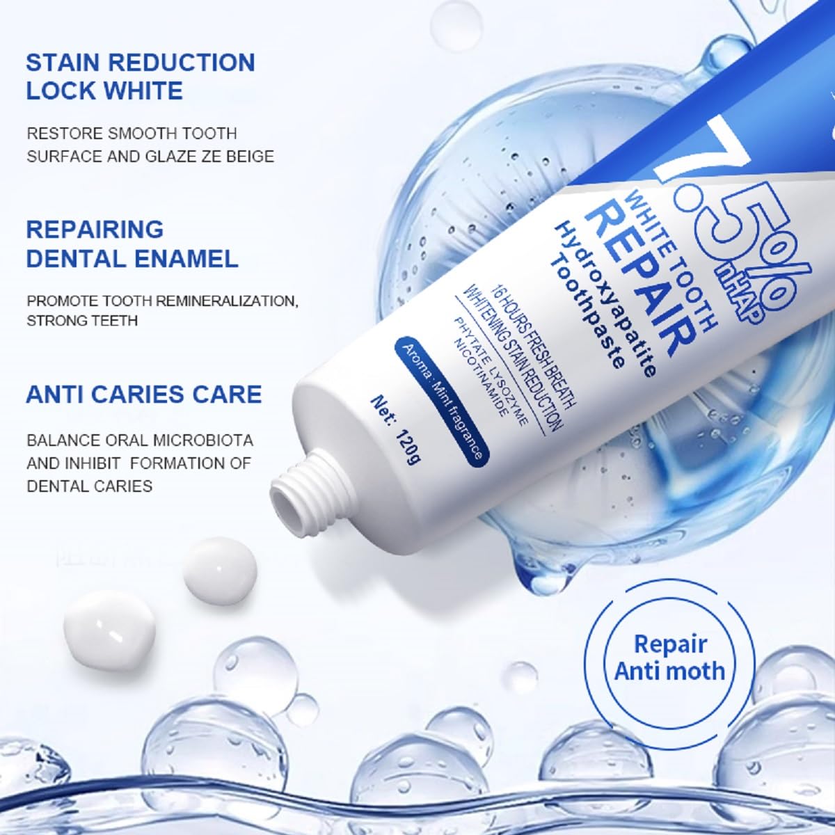 2 Pcs Hydroxyapatite Toothpaste 7.5% – Enamel Protection & Strengthening, Fluoride-Free, Gentle Mint