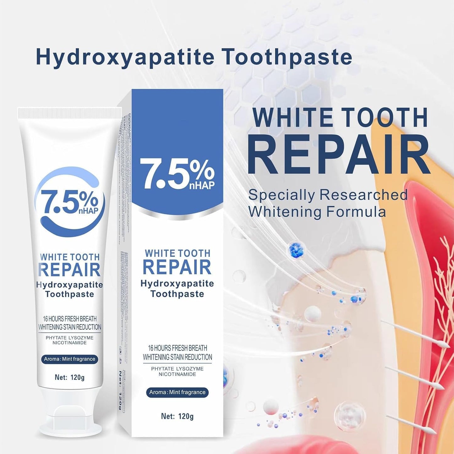 2-Pack Hydroxyapatite Toothpaste 7.5% – Enamel Protection & Fluoride-Free