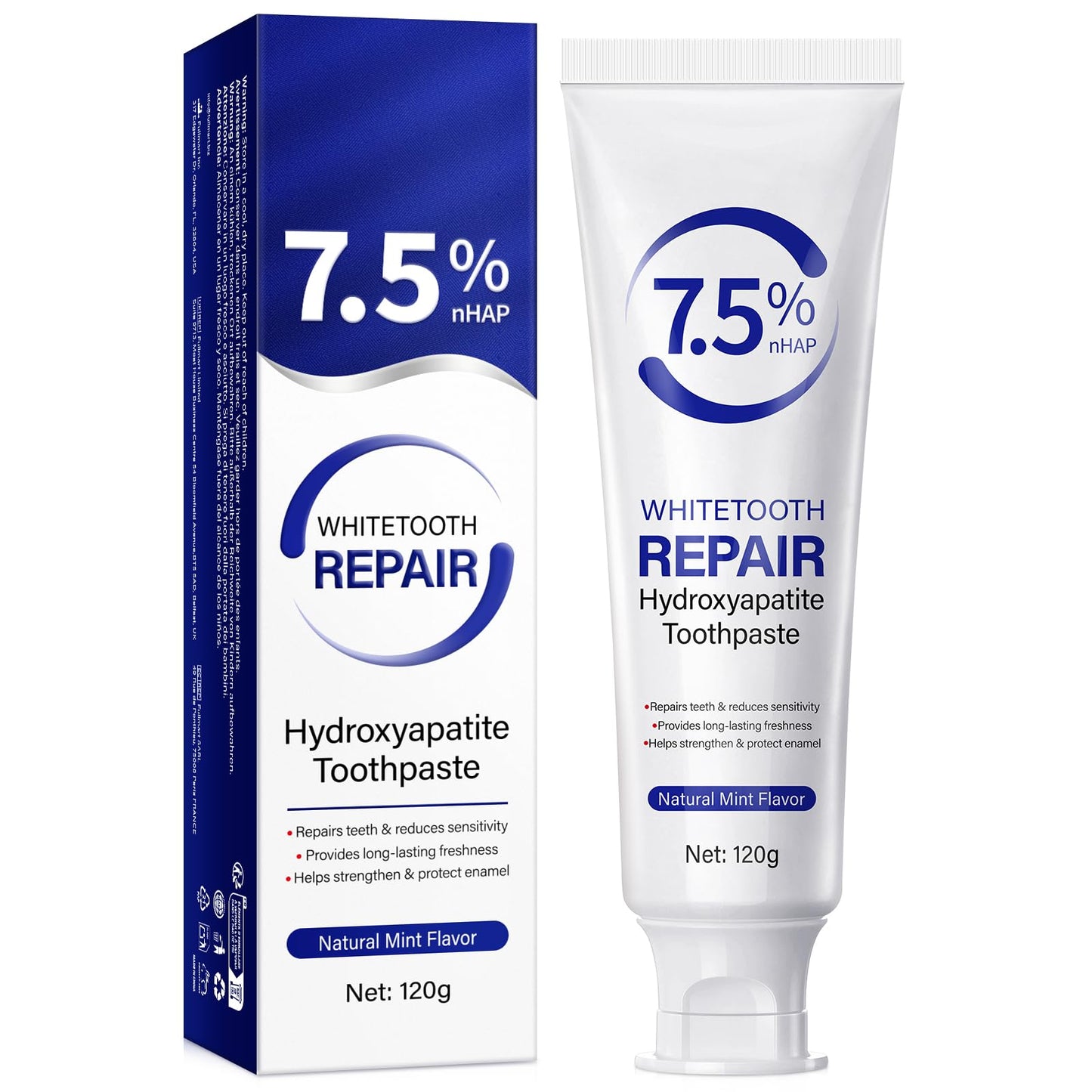 Hydroxyapatite Toothpaste 7.5% – Enamel Protection, Gentle Mint, 120g