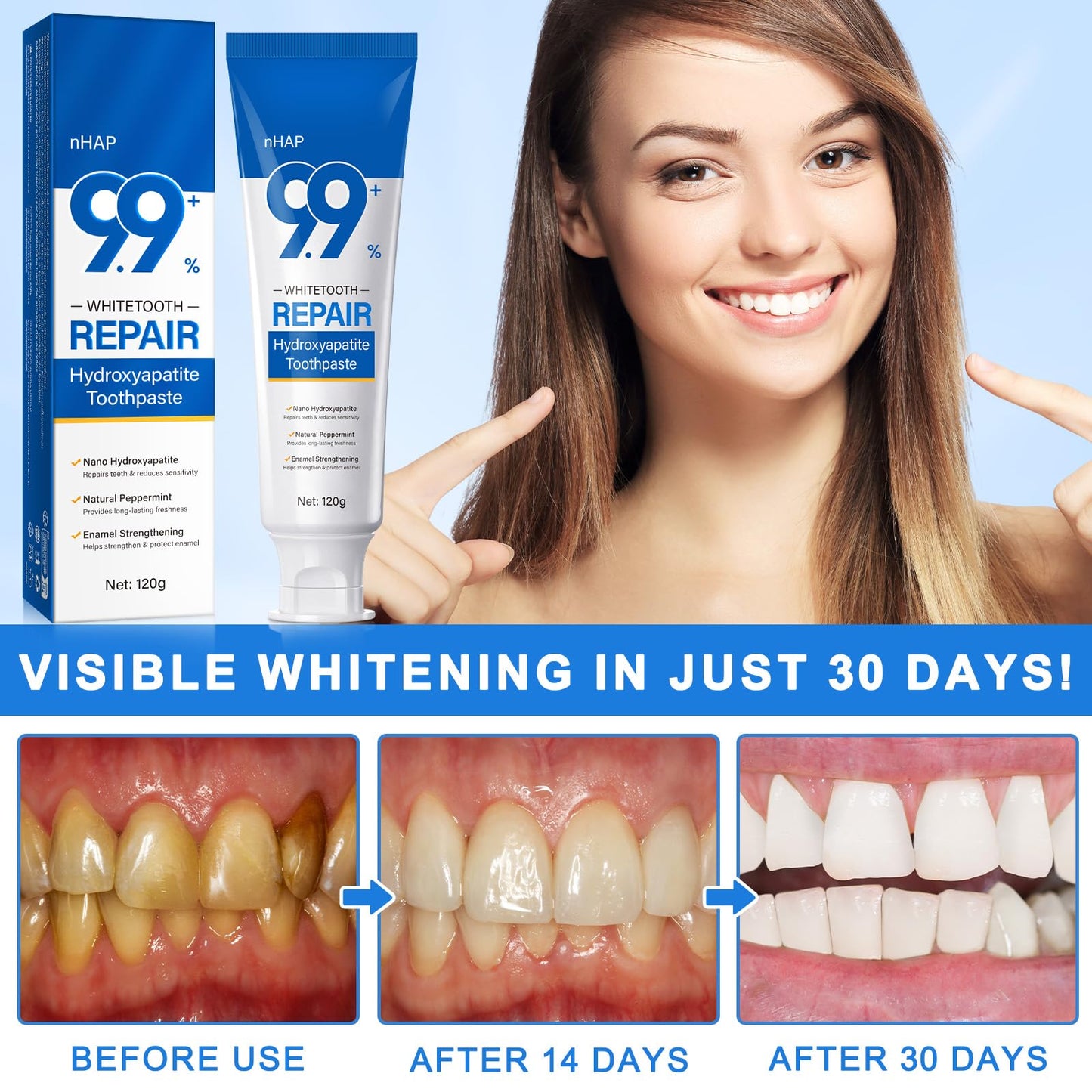 9.9% Hydroxyapatite Toothpaste 2 Pack – Enamel Protection & Fresh Breath