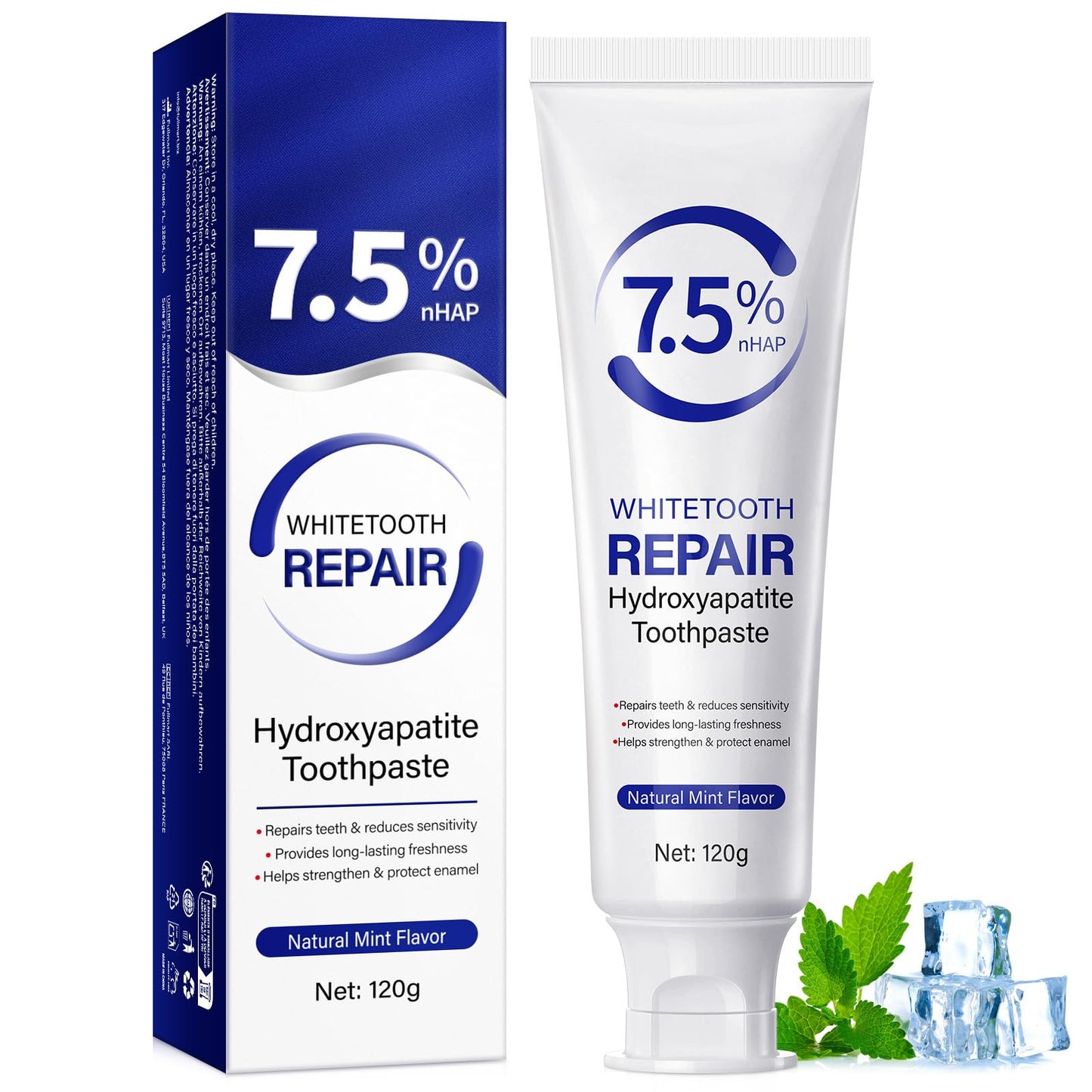 Hydroxyapatite Toothpaste - Enamel Protection & Strength, Gentle Mint, 4.23 oz