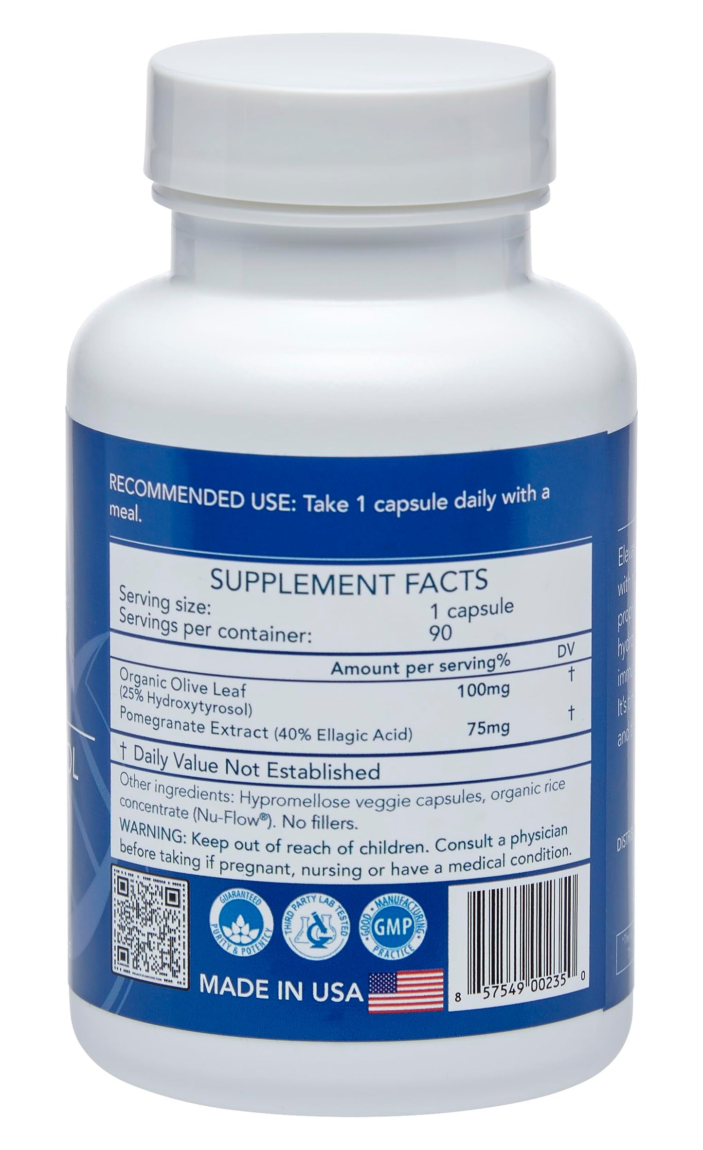 Olea25 Organic Olive Leaf Extract Capsules with Hydroxytyrosol – 90 Count | Antioxidants for Immune Support and Heart Health