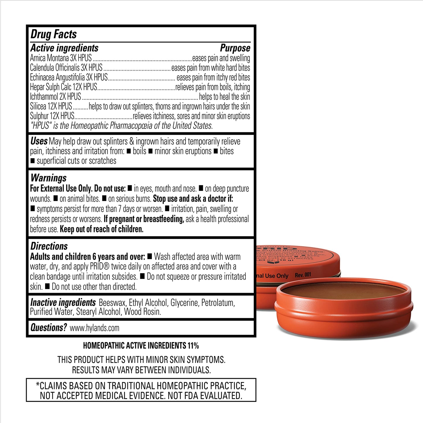 Hyland's PRID Drawing Salve Naturals (2 Pack) – Paraben Free & Gentle