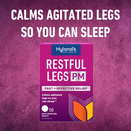 Hyland's Restful Legs PM – Nighttime Sleep Aid (Pack of 2, 50 Quick-Dissolving Tablets)