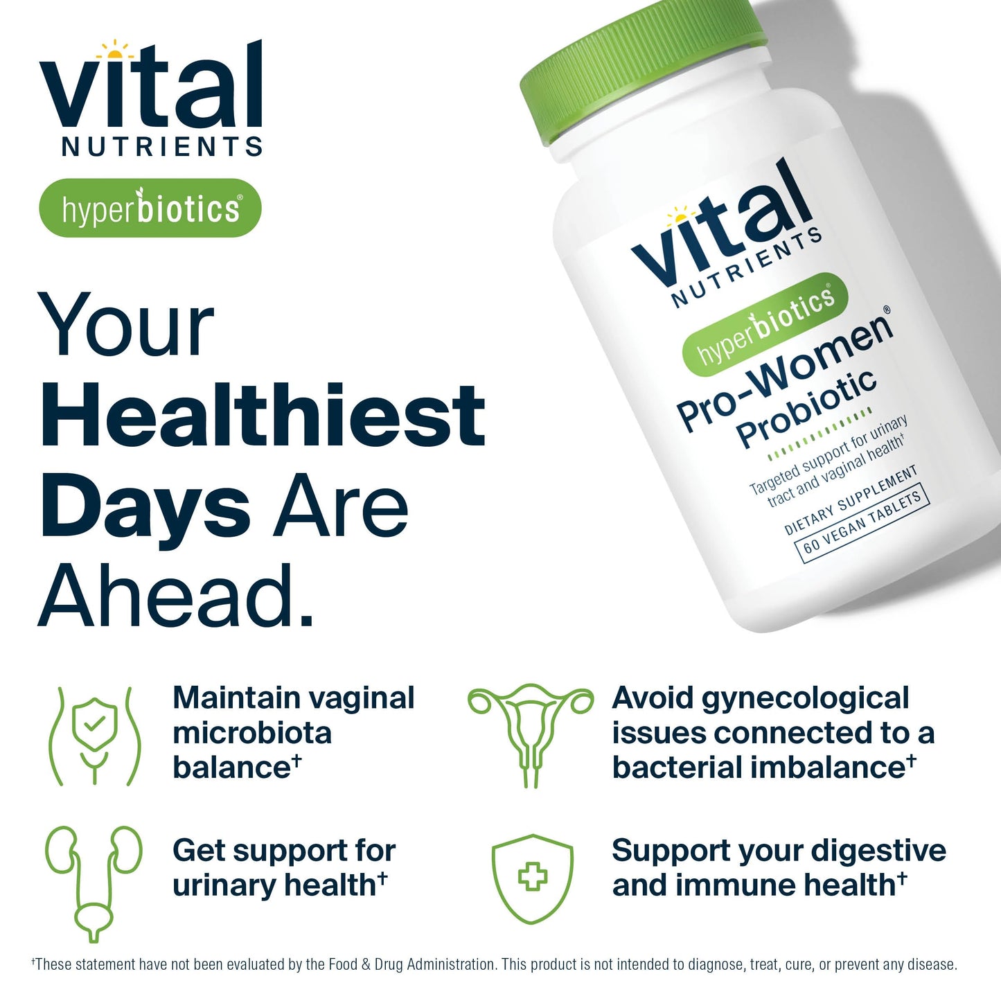 Hyperbiotics Vital Nutrients Pro Women Probiotics for Women | 6 Targeted Strains | 60 Vegan Tablets