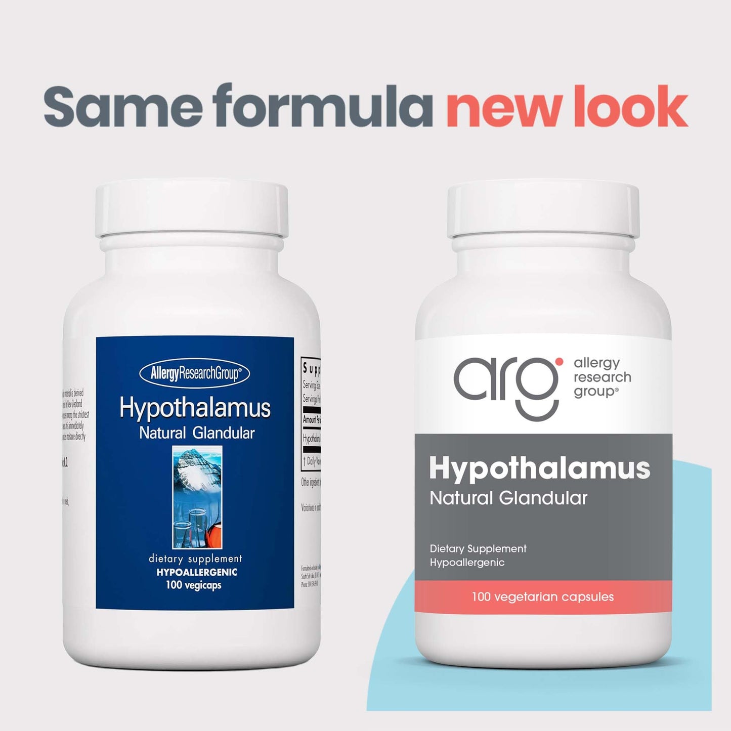 Allergy Research Group Hypothalamus Supplement - Endocrine & Adrenal Support, 500mg Bovine Glandular Vegicaps, 100 Count