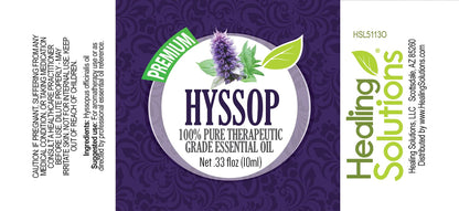 Hyssop Essential Oil 10ml | Healing Solutions – 0.33 fl oz, 100% Pure