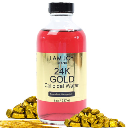 I Am Joy: Liquid Colloidal Gold 24k – 99.99% Pure, 100ppm, 8oz Fragrance-Free Bottle