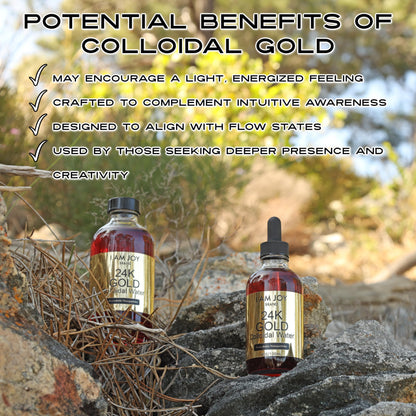 I Am Joy: Liquid Colloidal Gold 24k – 99.99% Pure, 100ppm, 8oz Fragrance-Free Bottle