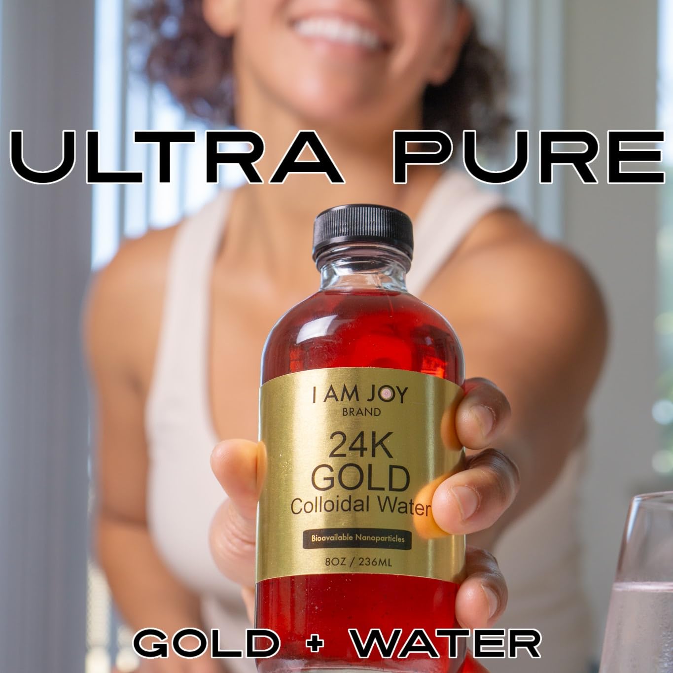 I Am Joy: Liquid Colloidal Gold 24k – 99.99% Pure, 100ppm, 8oz Fragrance-Free Bottle