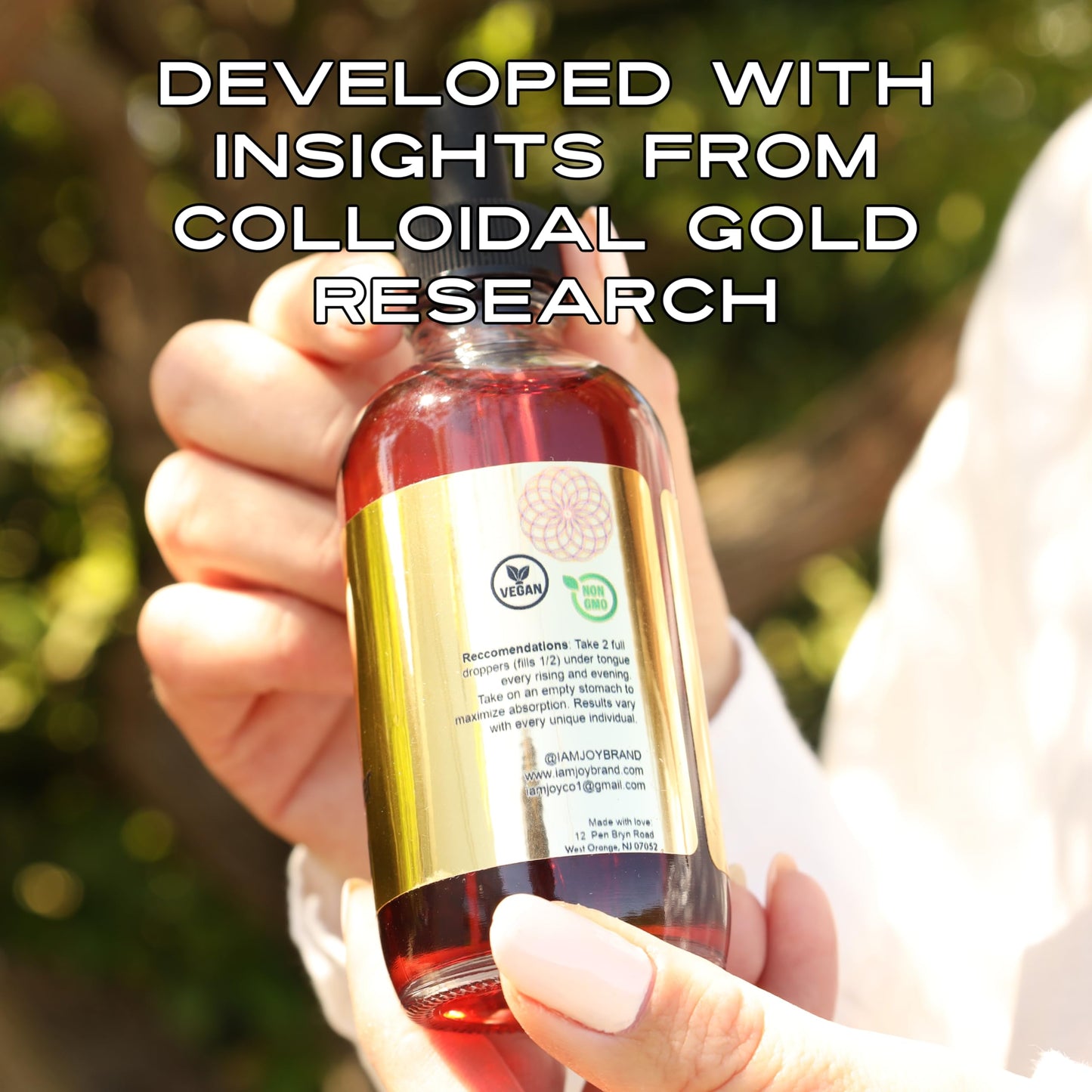I Am Joy: Liquid Colloidal Gold 24k – 99.99% Pure, 100ppm, 8oz Fragrance-Free Bottle