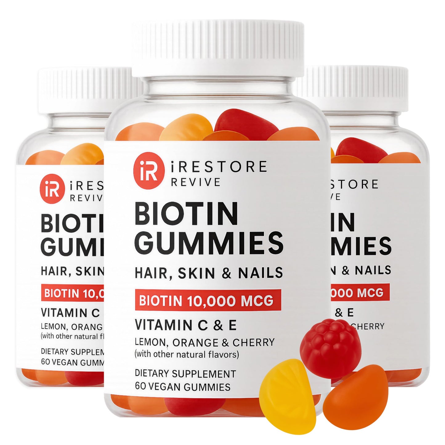 iRestore Hair Gummy Vitamins – Vegan Biotin Gummies for Hair, Skin & Nails | Biotin 10,000 mcg, 3-Pack