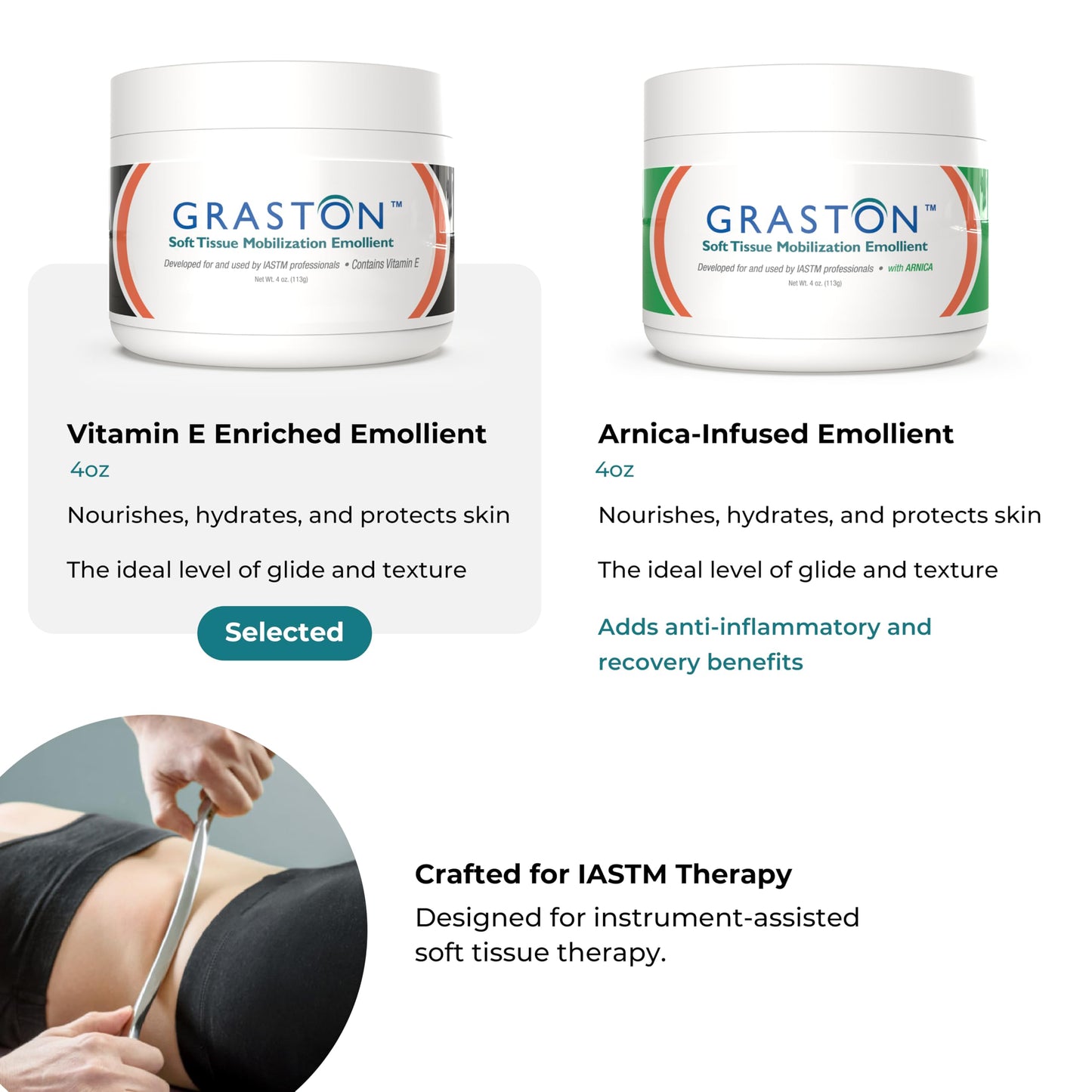 Graston Vitamin E Emollient Cream – 4oz for IASTM & Massage Therapy