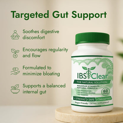 IBS Clear IBS Support - Vitamin D, Psyllium Husk & Fennel - 180 Capsules
