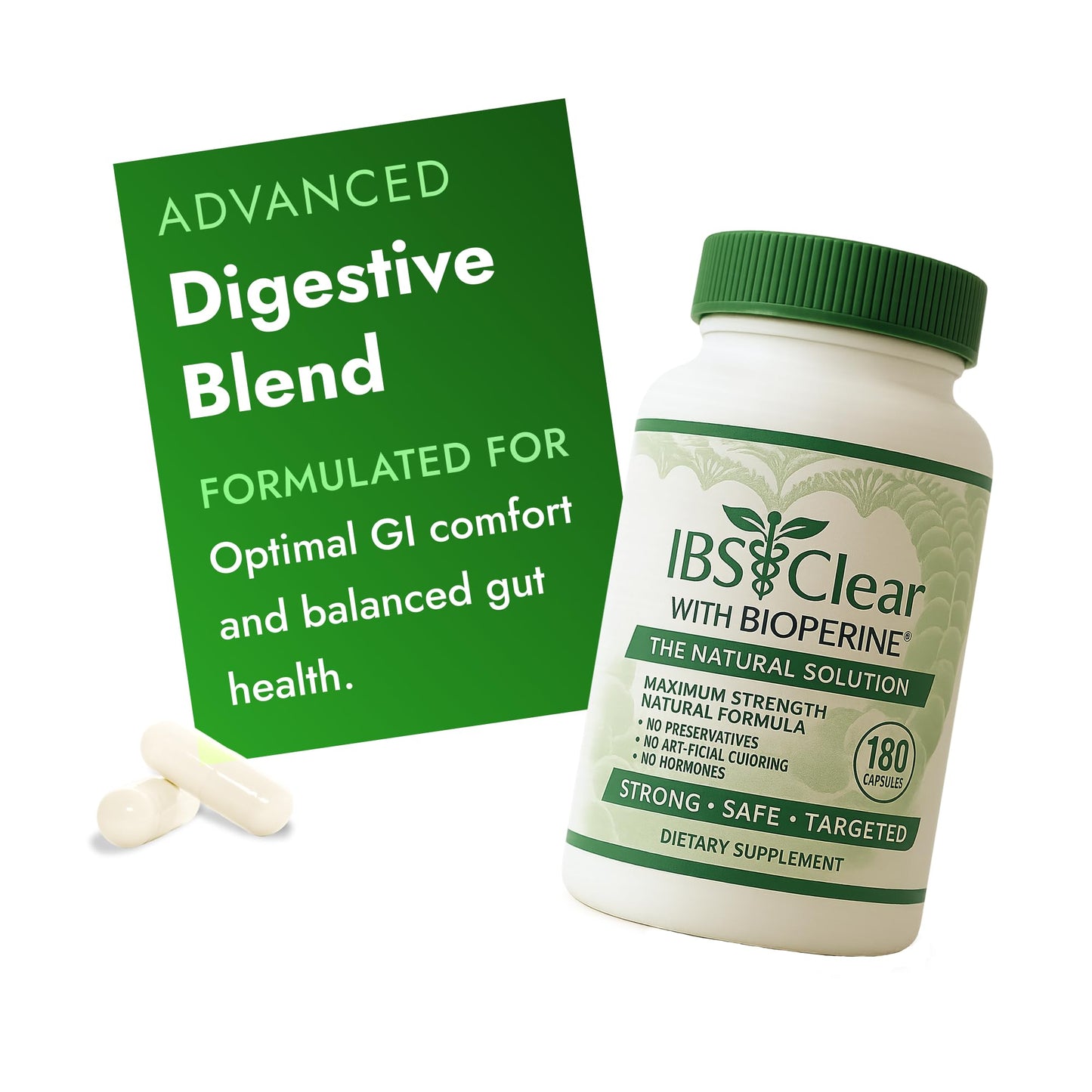 IBS Clear IBS Support - Vitamin D, Psyllium Husk & Fennel - 180 Capsules