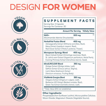 IcarusIvy 2000MG NAD+ for Women – Liposomal NAD+ with Ashwagandha, Ginkgo, Berberine & Black Cohosh – 540 Capsules