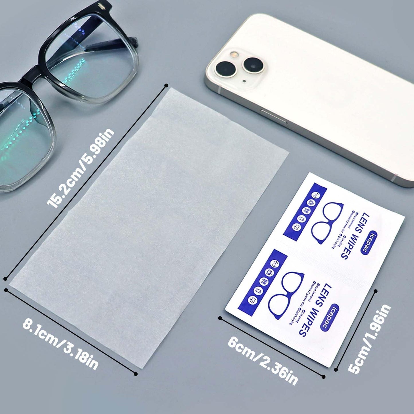 Icepac Lens Wipes - 220 Pre-Moistened Wipes for Glasses & Screens
