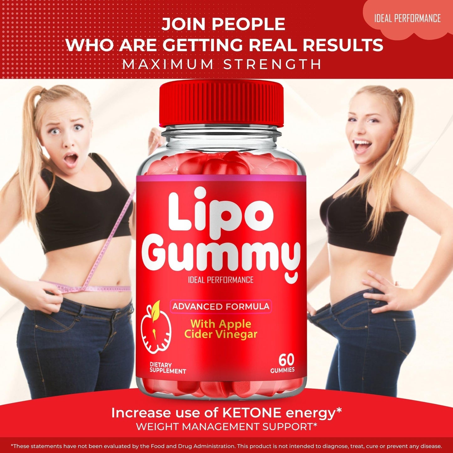 IDEAL PERFORMANCE Lipo Gummy – Keto ACV Gummies, Maximum Strength (2 Pack)