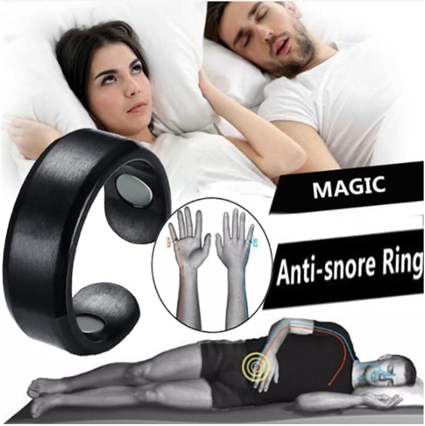 IENRGJ Rings for Women – Anti Snore Magnetic Therapy Ring (Gold) for Sleep & Migraine