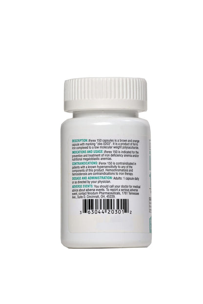 iFerex 150 - Polysaccharide Iron Complex Caps 100ct | Nnodum Pharmaceuticals