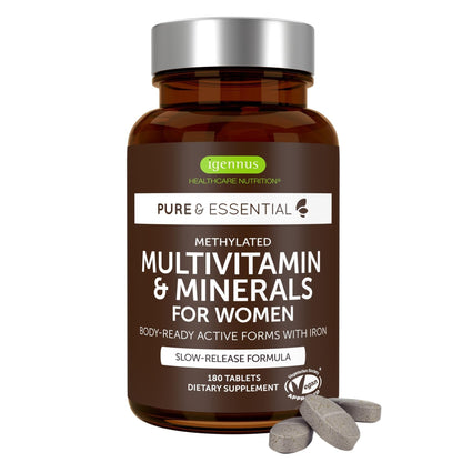 Igennus High Potency Methylated Multivitamin for Women | Pure & Clean Ingredients | 180 Tablets