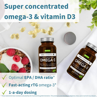 Igennus Advanced rTG Omega-3 IFOS Wild Fish Oil + Vitamin D3, 360 Softgels