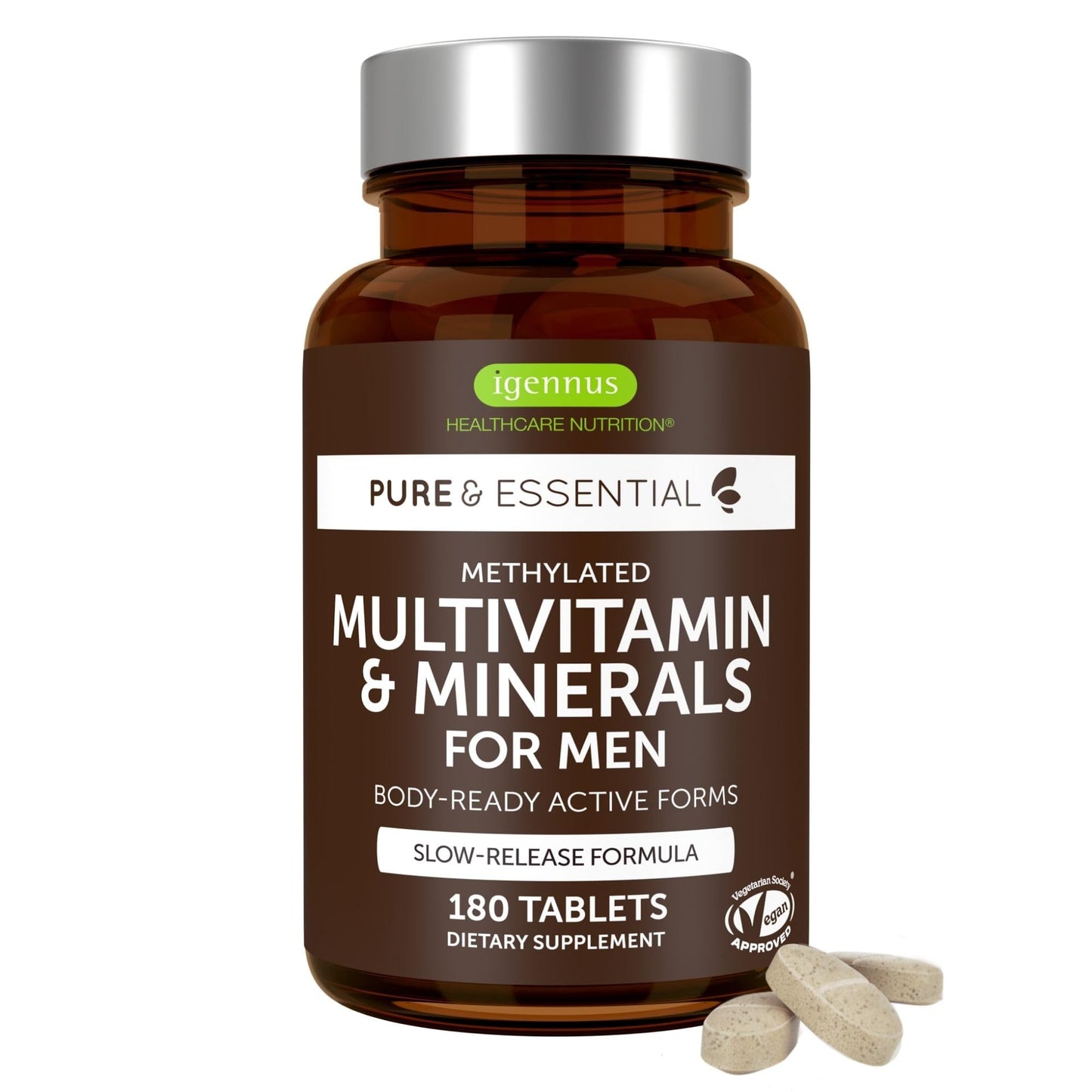 Igennus Methylated Men's Multivitamin – 22 Actives, All-Day Support, Non-GMO & Halal