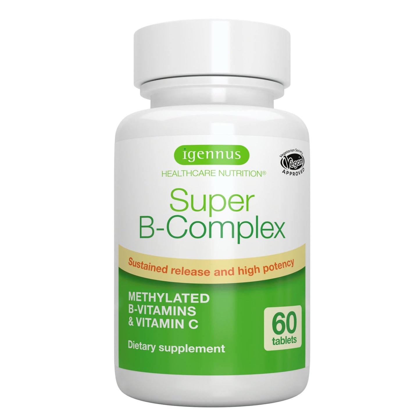 Igennus Super B-Complex – Methylated B Vitamins (MTHFR) | 60 Small Tablets | Vegan