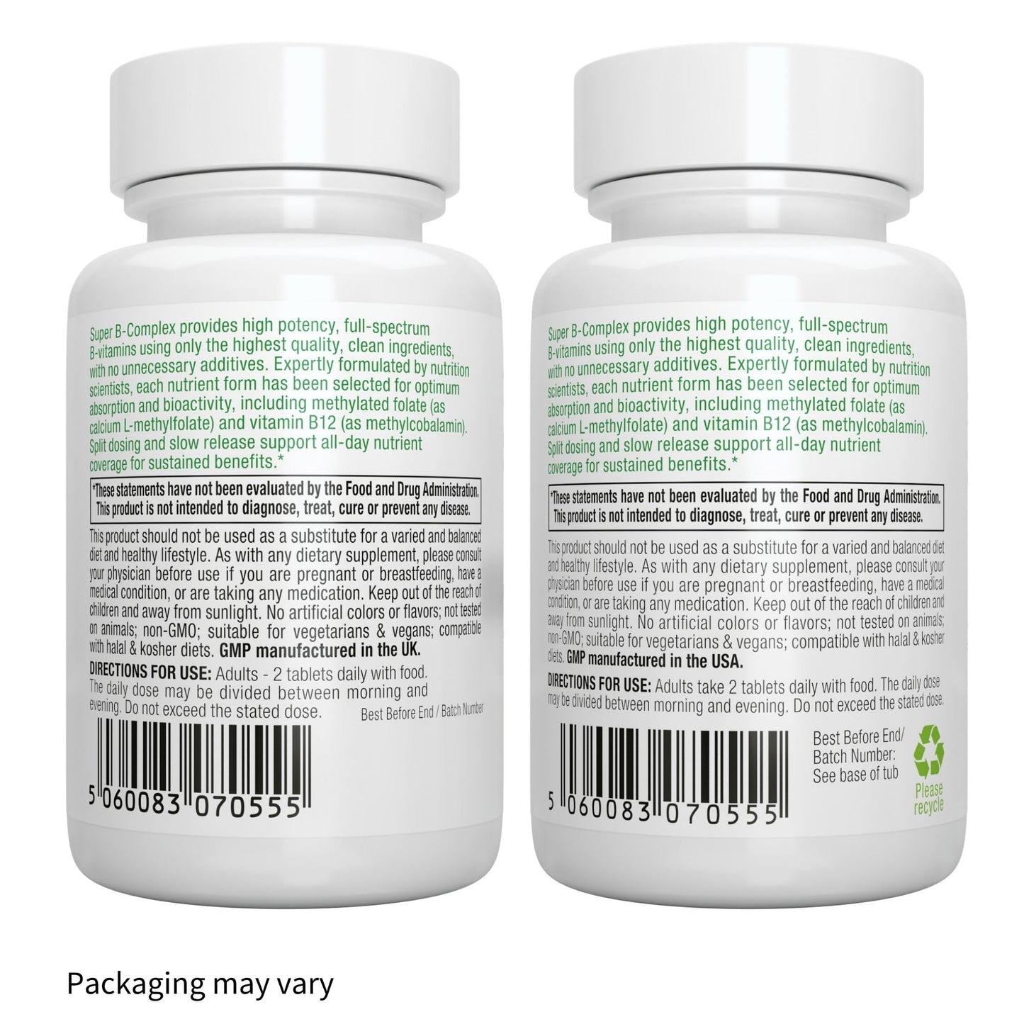 Igennus Super B-Complex – Methylated B Vitamins (MTHFR) | 60 Small Tablets | Vegan
