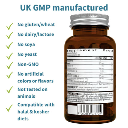 Igennus Ultra Pure Omega-3 EPA 500mg | IFOS Certified, rTG Wild Fish Oil