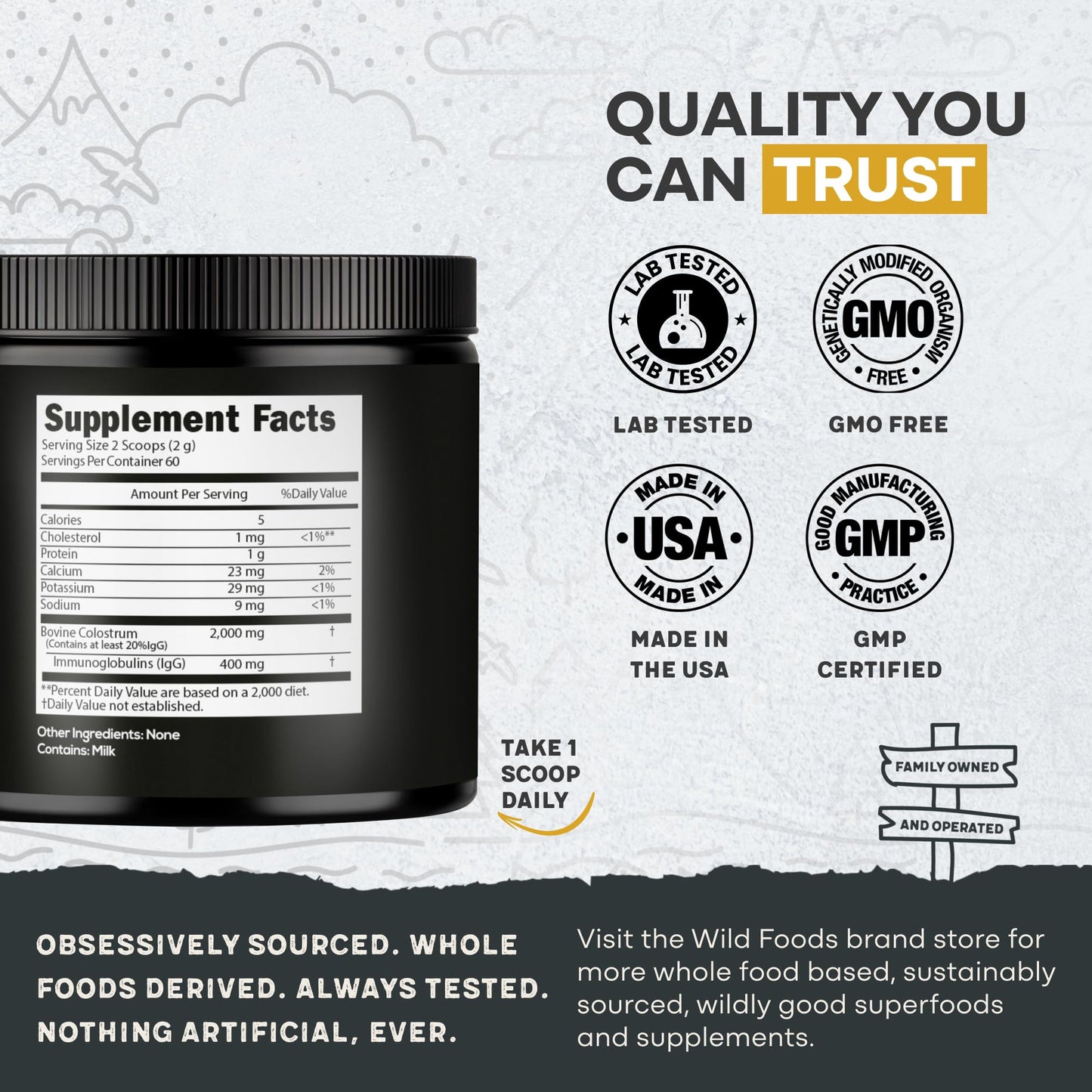 Colostrum Powder Unflavored – 120g, Grass-Fed Bovine Colostrum for Immune, Gut & Energy Support
