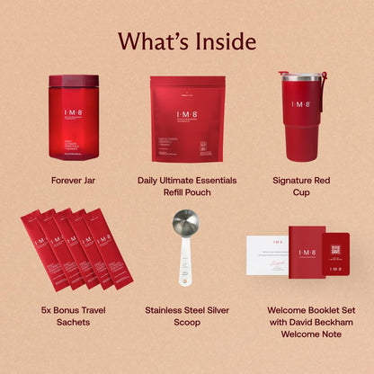 IM8 Daily Ultimate Essentials All-in-One Multivitamin – 30 Servings Starter Kit with Scoop & Tumbler Included