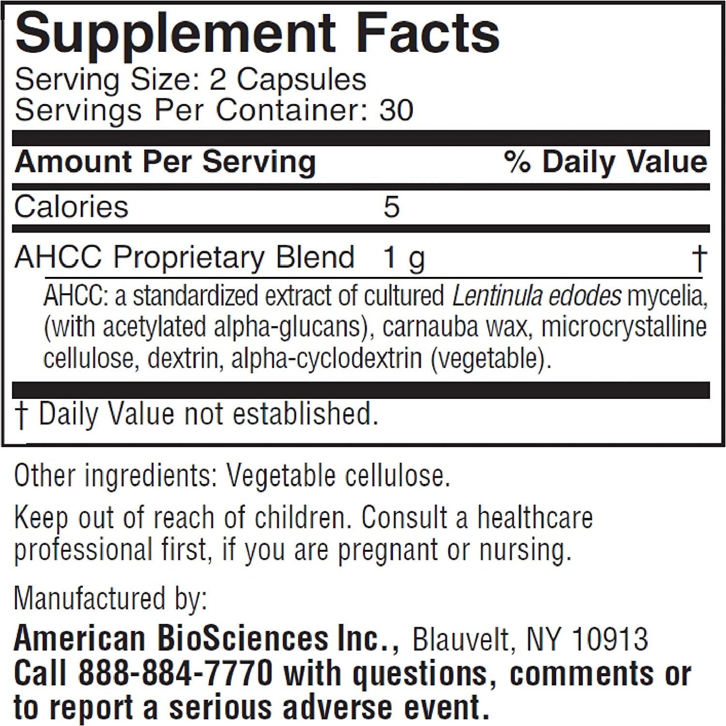 American BioSciences ImmPower AHCC 500mg Capsule – Immune Support, NK Cell Activity, 60 Veggie Capsules