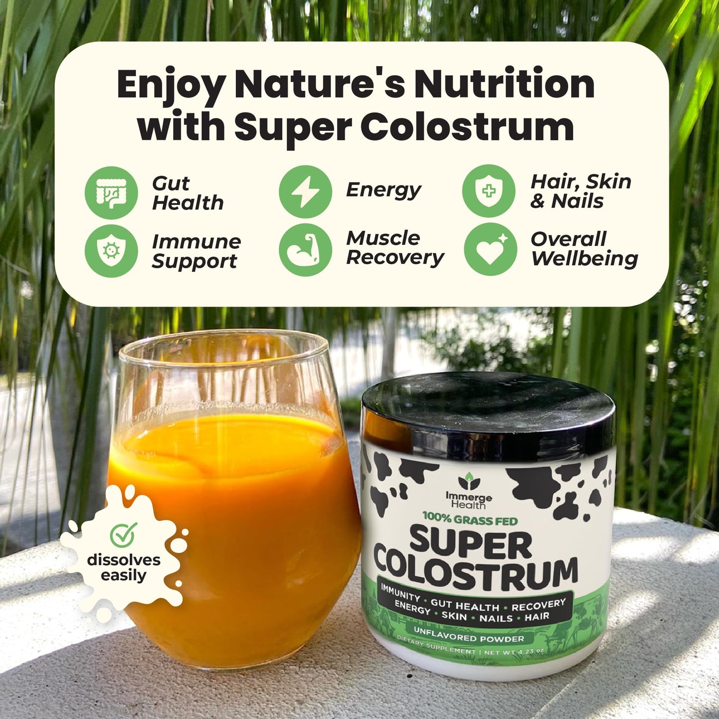 ImmergeHealth Super Colostrum Powder – Grass-Fed, 50% IgG for Gut & Vitality