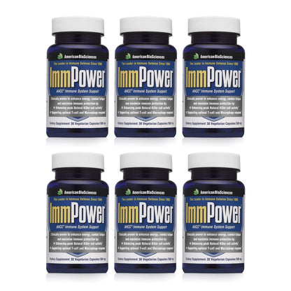 American BioSciences ImmPower AHCC 6-Pack – Enhanced Immune Support, 500 mg per Capsule, 30 Vegetarian Capsules