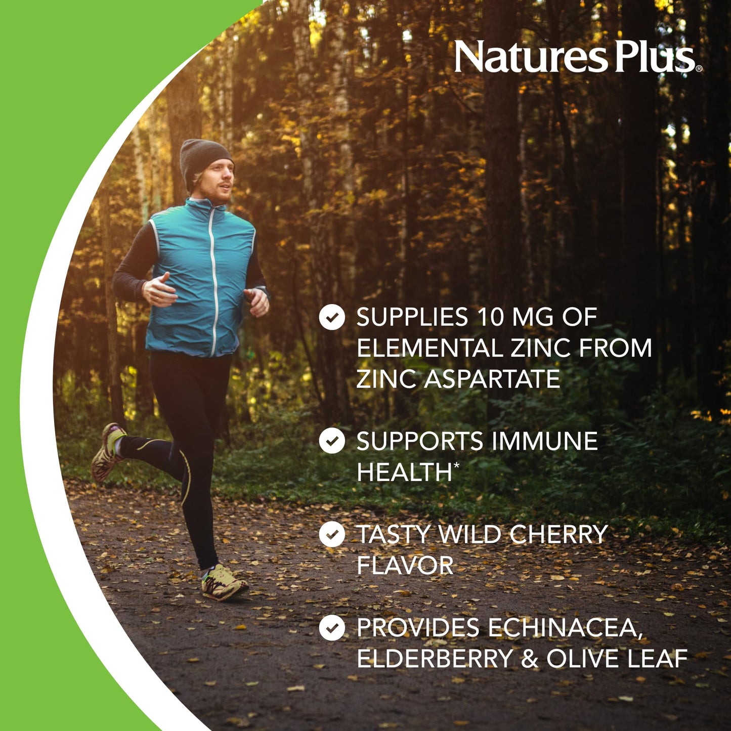 NaturesPlus ImmunActin Zinc Lozenges – Wild Cherry, 60 Vegan Lozenges | Immune Support