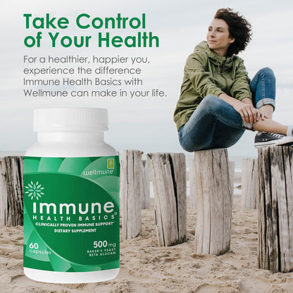 Immune Health Basics Ultra Strength Immunity – Clinically Studied Beta Glucan, Gluten-Free Vegan Capsules, 60 Count, 500 mg